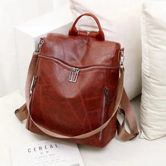 Leather Female Backpack School Bag Travel Bag