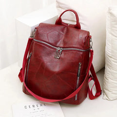 Leather Female Backpack School Bag Travel Bag