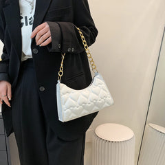 Women's PU Leather Handbags Love Embossed Chain Shopper Bag
