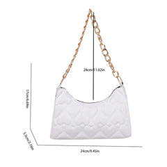 Women's PU Leather Handbags Love Embossed Chain Shopper Bag