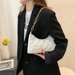 Women's PU Leather Handbags Love Embossed Chain Shopper Bag