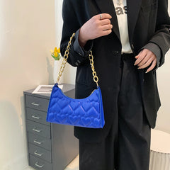 Women's PU Leather Handbags Love Embossed Chain Shopper Bag