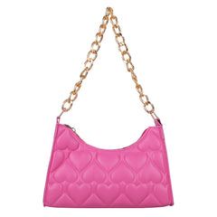 Women's PU Leather Handbags Love Embossed Chain Shopper Bag