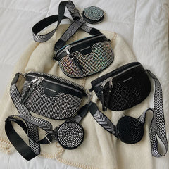 Women's Rhinestone Shoulder Messenger Bag All-match Saddle Tide