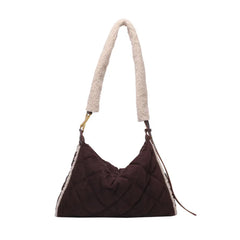 Cotton Shoulder Bag Large Capacity Shopping Handbag Plaid Shoulder Satchel