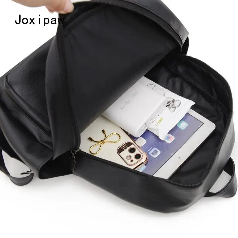 Women's Pu Leather Travel Backpack Large Capacity School Bag