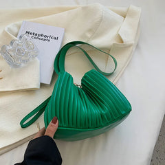 Pleated Bucket Bag Chain Shoulder Bag PU Leather Shoulder Bag Summer