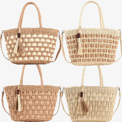 Straw Handbags Women Tote Bags Clutch Pu Crossbody Shopping for Ladies
