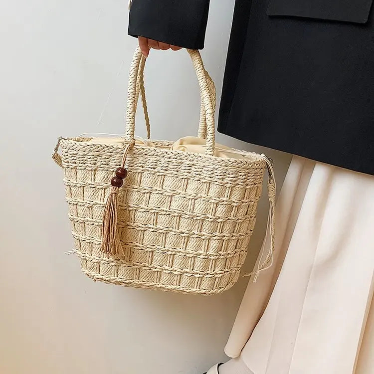 Straw Handbags Women Tote Bags Clutch Pu Crossbody Shopping for Ladies