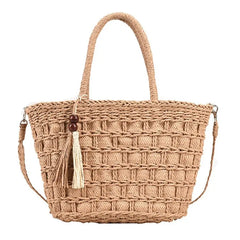 Straw Handbags Women Tote Bags Clutch Pu Crossbody Shopping for Ladies