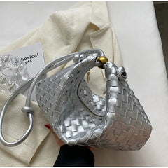 Retro Style Ladies Handbags Soft Solid Braided Decoration Crossbody Bags