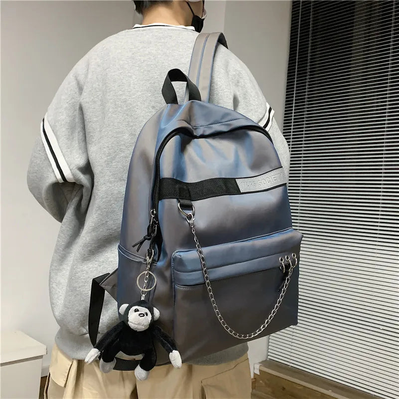 Reflective Chain Women Backpack College Mochila
