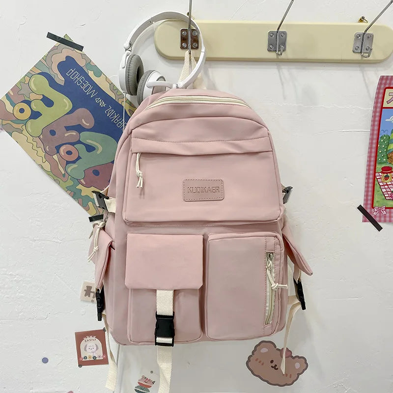 Canvas Backpack Large-Capacity Schoolbag Light Travel Bag