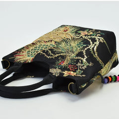 Canvas Phoenix Embroidered Shoulder Totes Messenger Bag