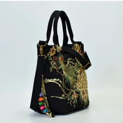 Canvas Phoenix Embroidered Shoulder Totes Messenger Bag