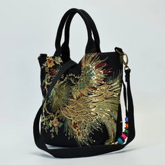 Canvas Phoenix Embroidered Shoulder Totes Messenger Bag