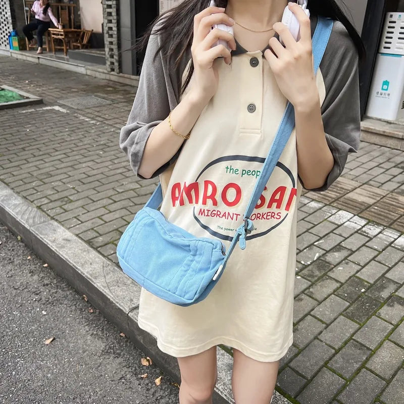 Canvas Messenger Bag Casual Student Shoulder Schoolbag Handbags Small Female