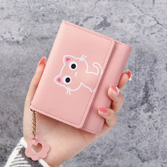 Cat Girls Cartoon Wallet Women's Short Three-fold Wallet for Men