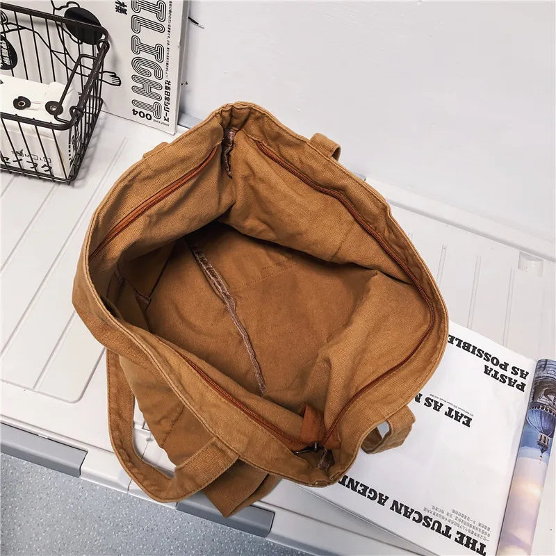 Casual Canvas Shoulder Bag Large Capacity Tote