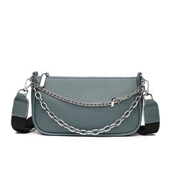 Chain Saddle Women Shoulder Bag Leather Crossbody Bag