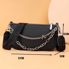 Chain Saddle Women Shoulder Bag Leather Crossbody Bag