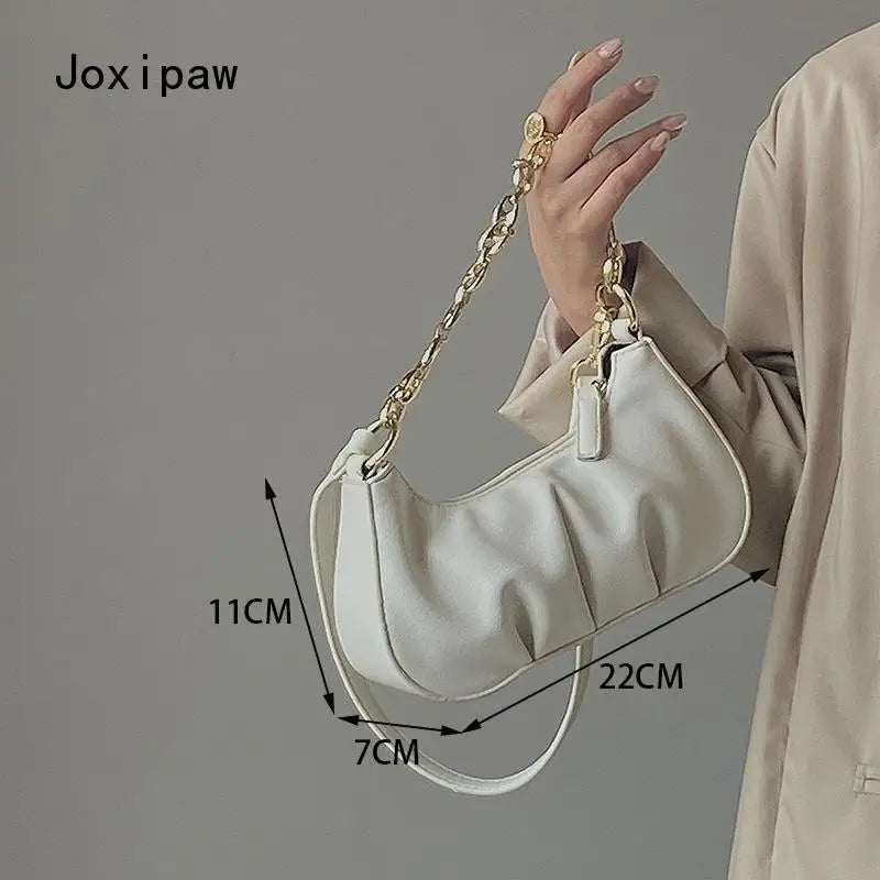 Vintage Pu Leather Shoulder Bag for Women Solid Tote Handbag