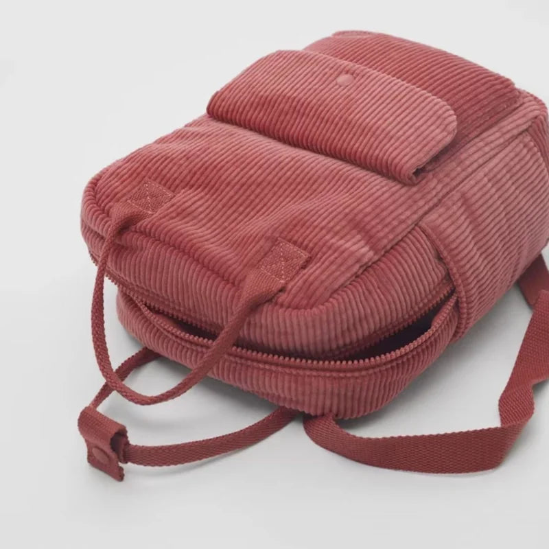 Corduroy Toddler Backpack, Solid Color Bag