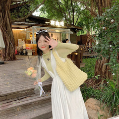 Cloud Bubble Flower Women's Shoulder Bag Canvas Handbag