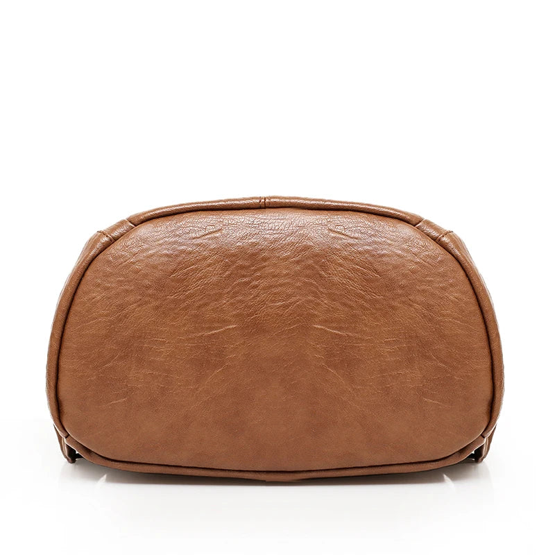Vintage Leather Style Schoolbag Backpack for Women