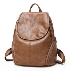 Vintage Leather Style Schoolbag Backpack for Women