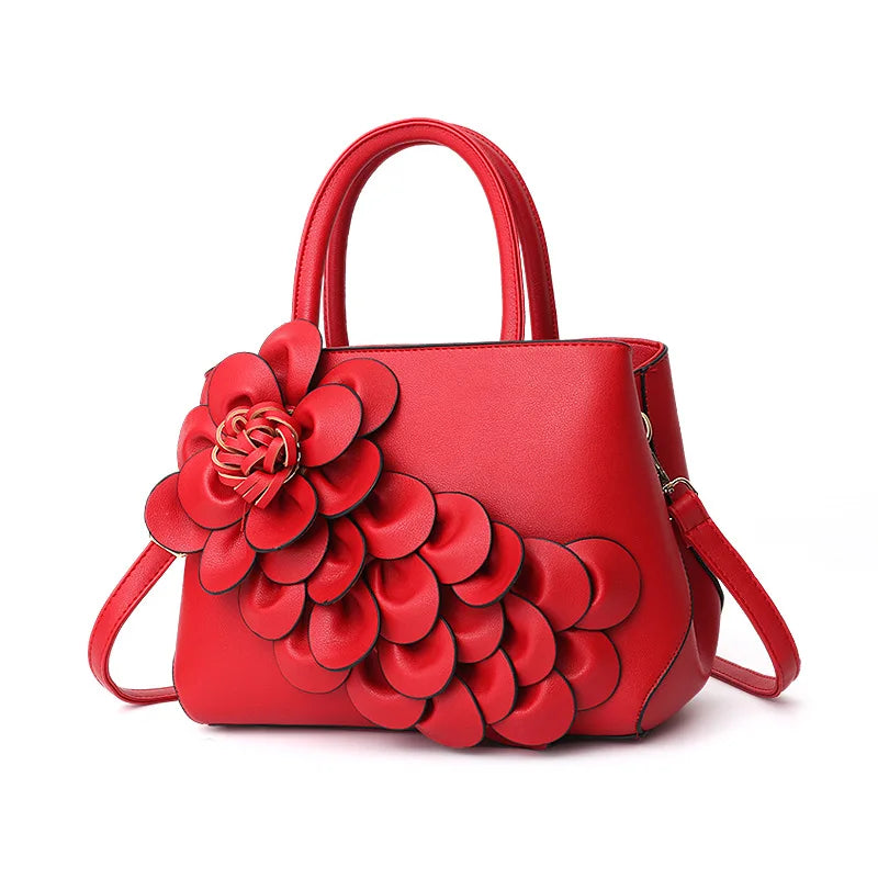Women's PU Leather Flower Hand-held Shoulder Bag