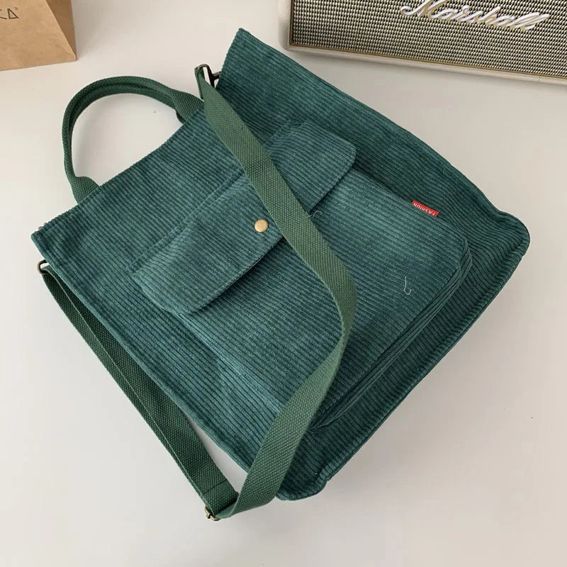 Corduroy Shoulder Bag Retro Canvas Diagonal
