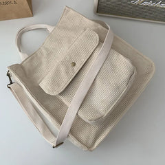 Corduroy Shoulder Bag Retro Canvas Diagonal