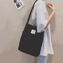 Corduroy Shoulder Bag Women Messenger Eco Shopping Canvas Handbag