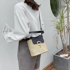 Crossbody Bags Spring Summer PU Straw Woven Handbag