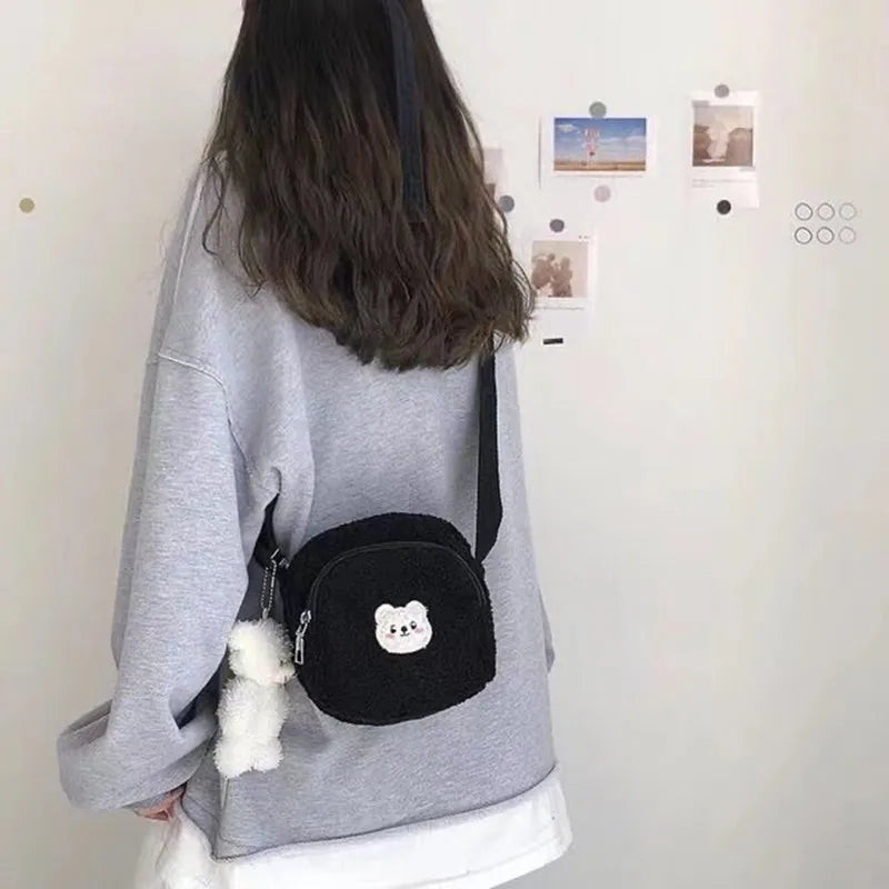Women's Plush Bear Messenger Bag
