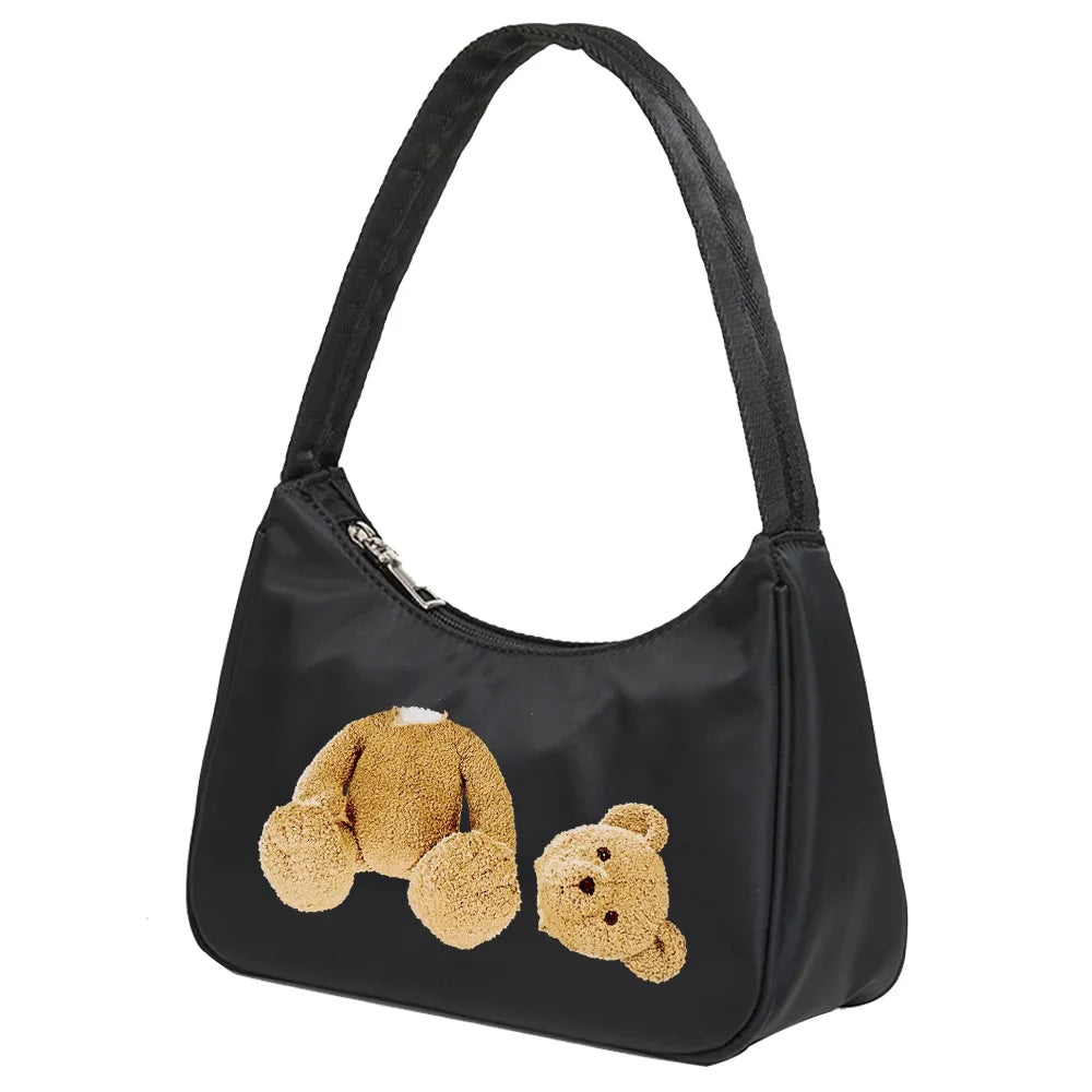Bear Print Shoulder Bag for Women Totes Female Handbag
