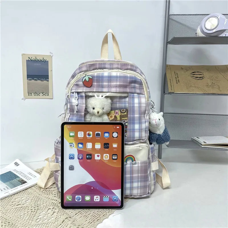 Mesh Women's Backpack Candy Waterproof School Bag for Teenage Students