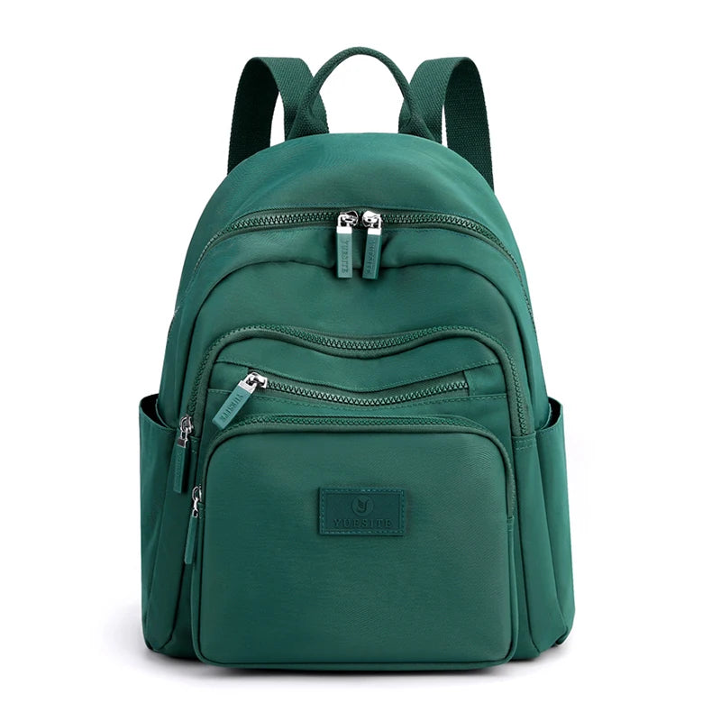 Dark Green Women's Backpack Waterproof Nylon Backpack Student School Bag