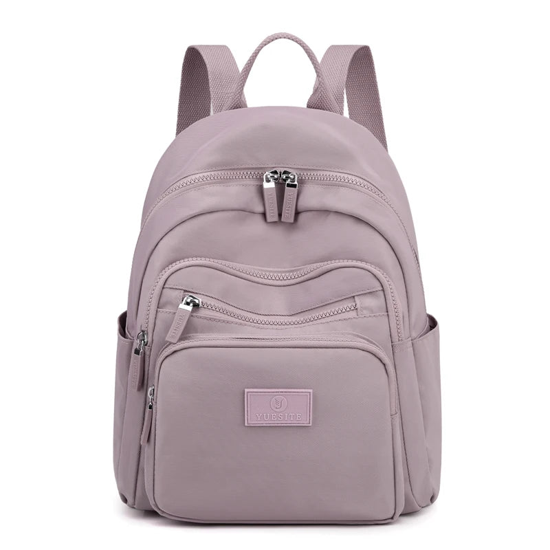 Dark Green Women's Waterproof Nylon Backpack - School Bag for Girls