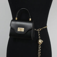 Women Mini Waist Packs PU Leather Waist Belt With Lipstick Bag
