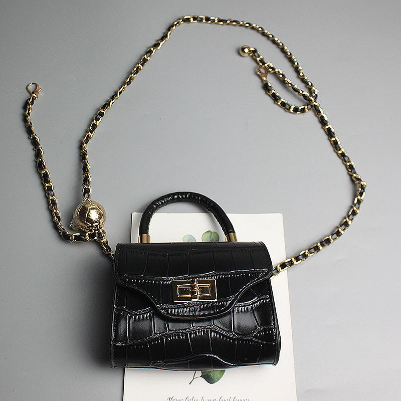 Women Mini Waist Packs PU Leather Waist Belt With Lipstick Bag