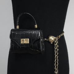 Women Mini Waist Packs PU Leather Waist Belt With Lipstick Bag