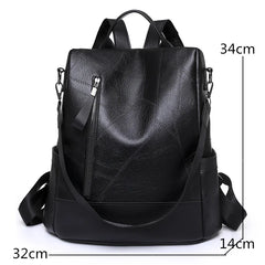 Women's Soft Leather Backpack - Large Capacity School Bag for Girls