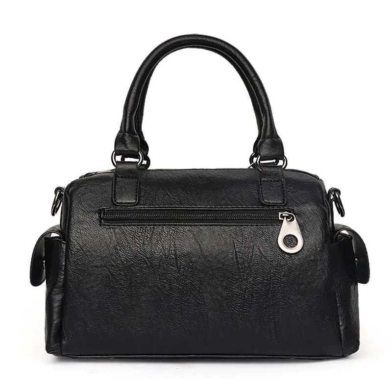 Women's Doll Pendant Boston Bag PU Crossbody Messenger Bag