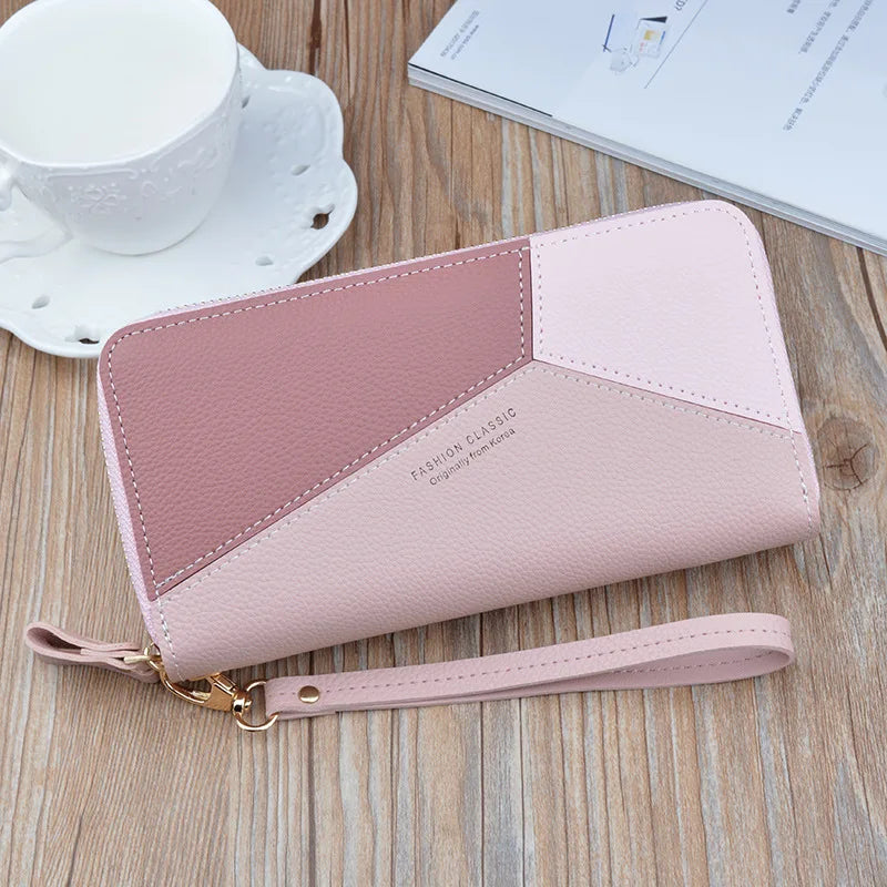 Dual Zipper Women's Hand Wallet, Large Capacity