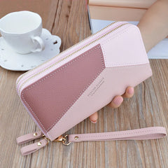 Dual Zipper Women's Hand Wallet, Large Capacity