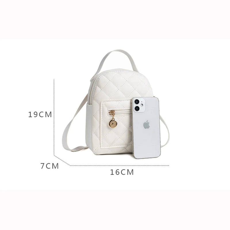 Embroidered Small Backpack PU Leather Women's Shoulder Bag