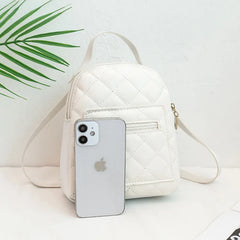 Embroidered Small Backpack PU Leather Women's Shoulder Bag