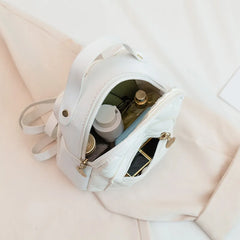 Embroidered Small Backpack PU Leather Women's Shoulder Bag